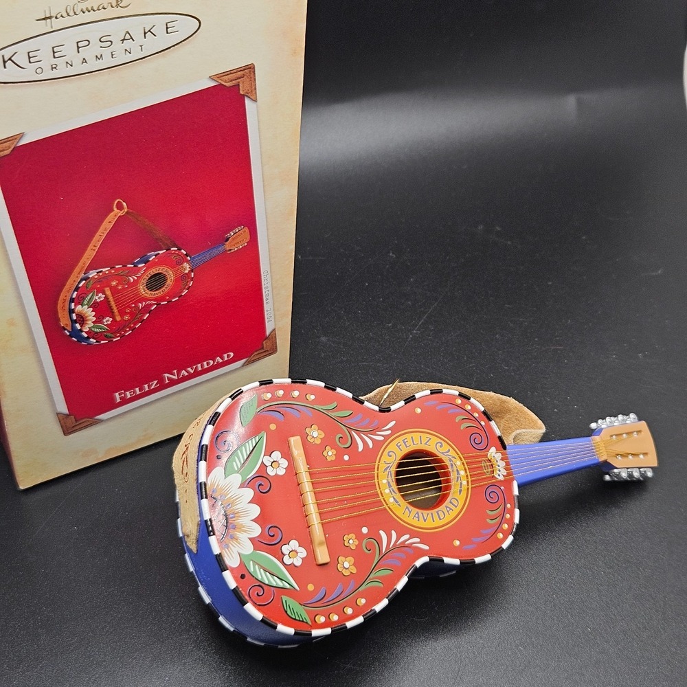 Vintage Hallmark Keepsake Feliz Navidad Guitar Ornament 2004